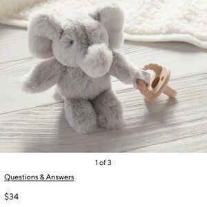 Pottery Barn Kids Elephant Critter Plush Pacifier Holder NWT/NIB